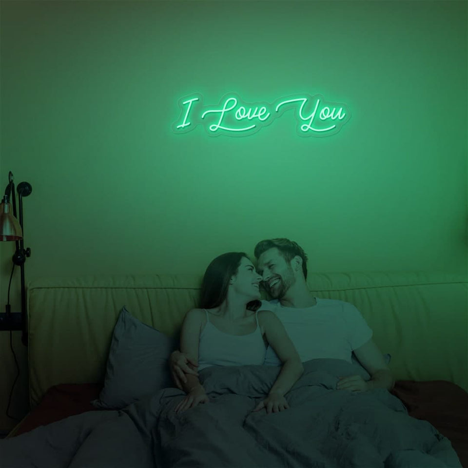 I LOVE YOU MINT GREEN COLOR NEON SIGN