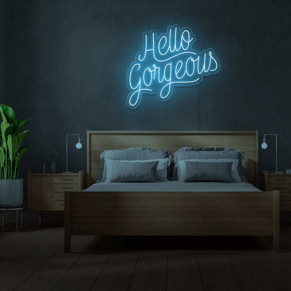 HELLO GORGEOUS HIGH BLUE COLOR LED NEON SIGN
