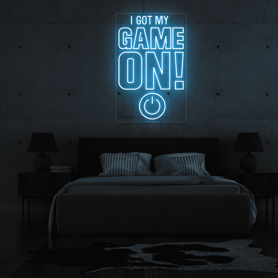 I GOT MY GAME ON ice blue color LED neon sign designed by neonmarvels.com