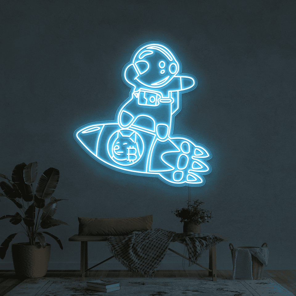 DOGECOIN BABY ASTRONAUT HIGH BLUE COLOR LED NEON SIGN
