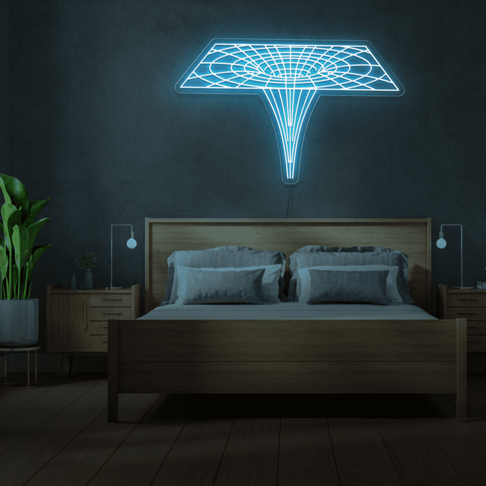 Black Hole as LED neon sign in ice blue color designed by Neon Marvels