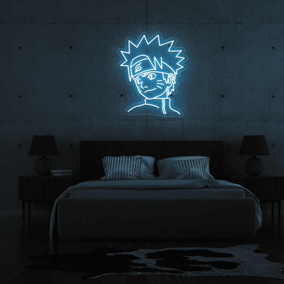 Naruto inspired LED neon sign in ice blue color from Neonmarvels