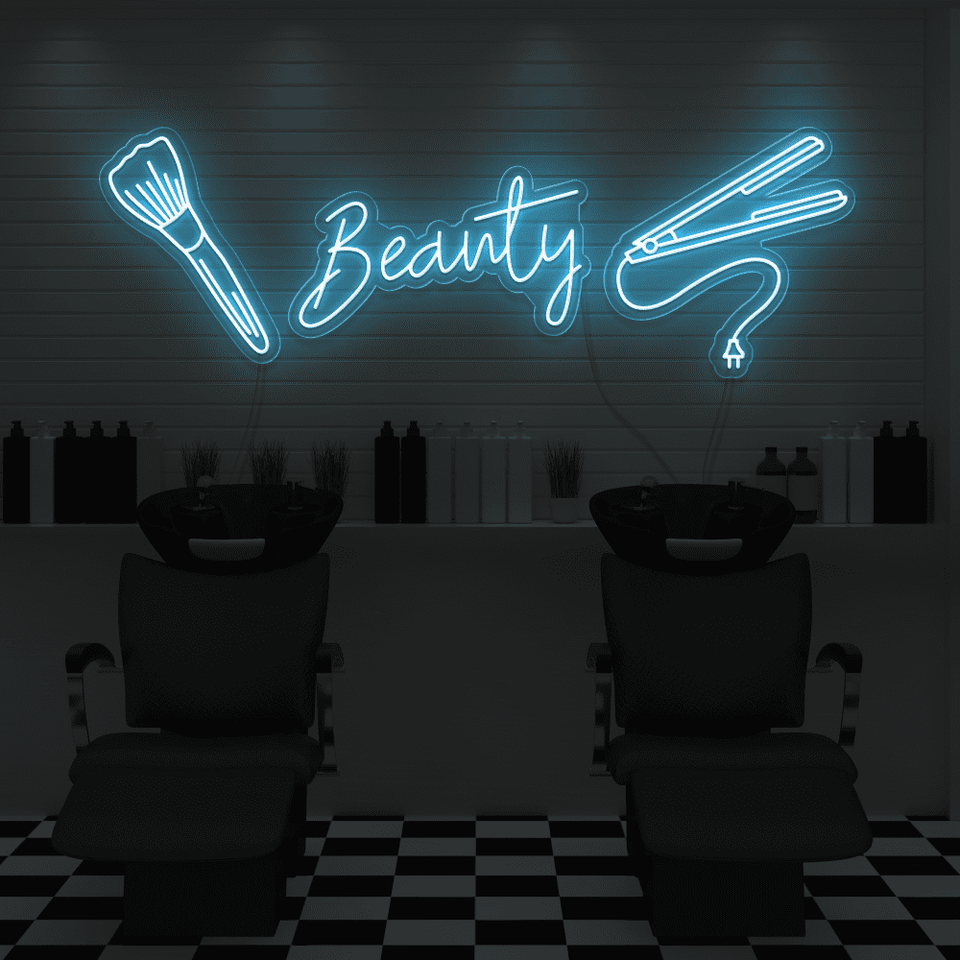 Beauty Salon LED neon sign in ice blue color - by Neonmarvels.com