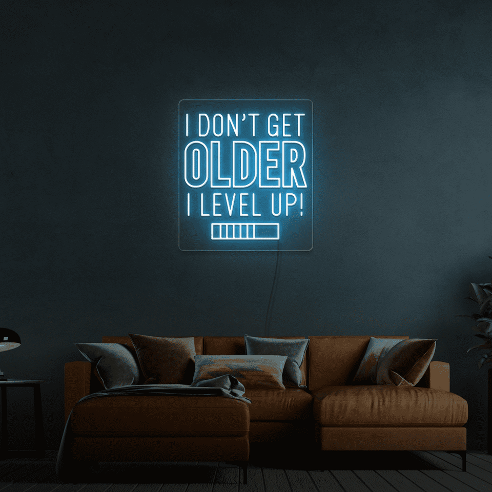 I DON'T GET OLDER I LEVEL UP! BLUE COLOR LED NEON SIGN