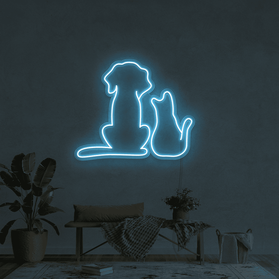 CAT AND DOG HIGH BLUE COLOR LED NEON SIGN
