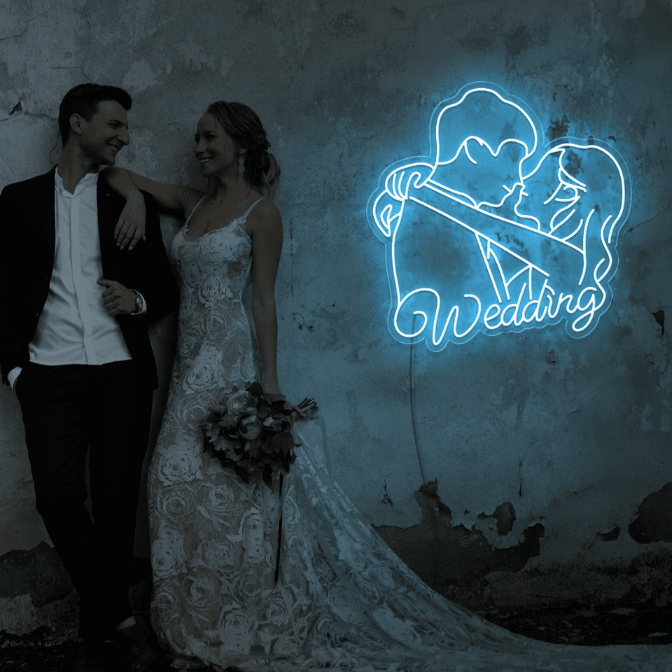 Married Couple LED Neon sign in ice blue color by Neonmarvels.com