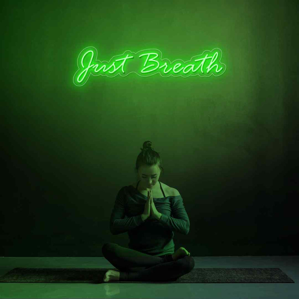 Just breathe neon sign