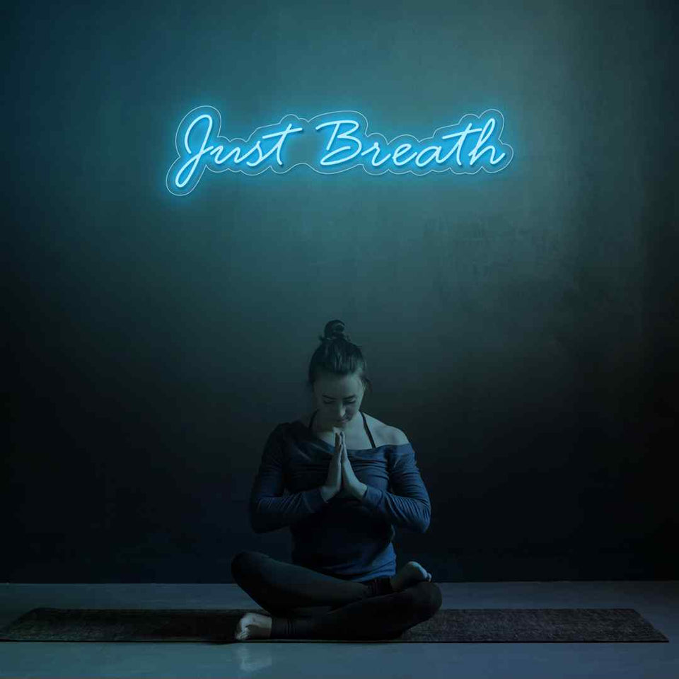 Just breathe neon sign
