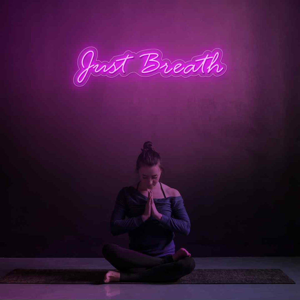 Just breathe neon sign