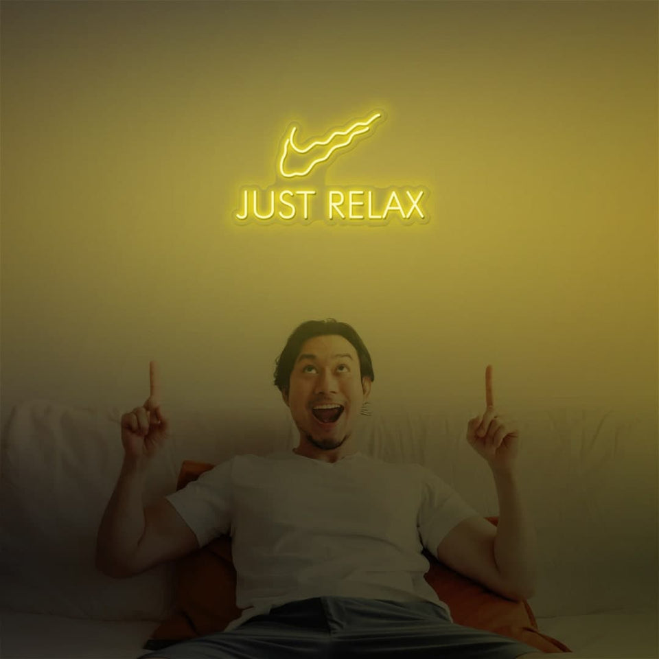 JUST RELAX GOLDEN YELLOW COLOR NEON SIGN