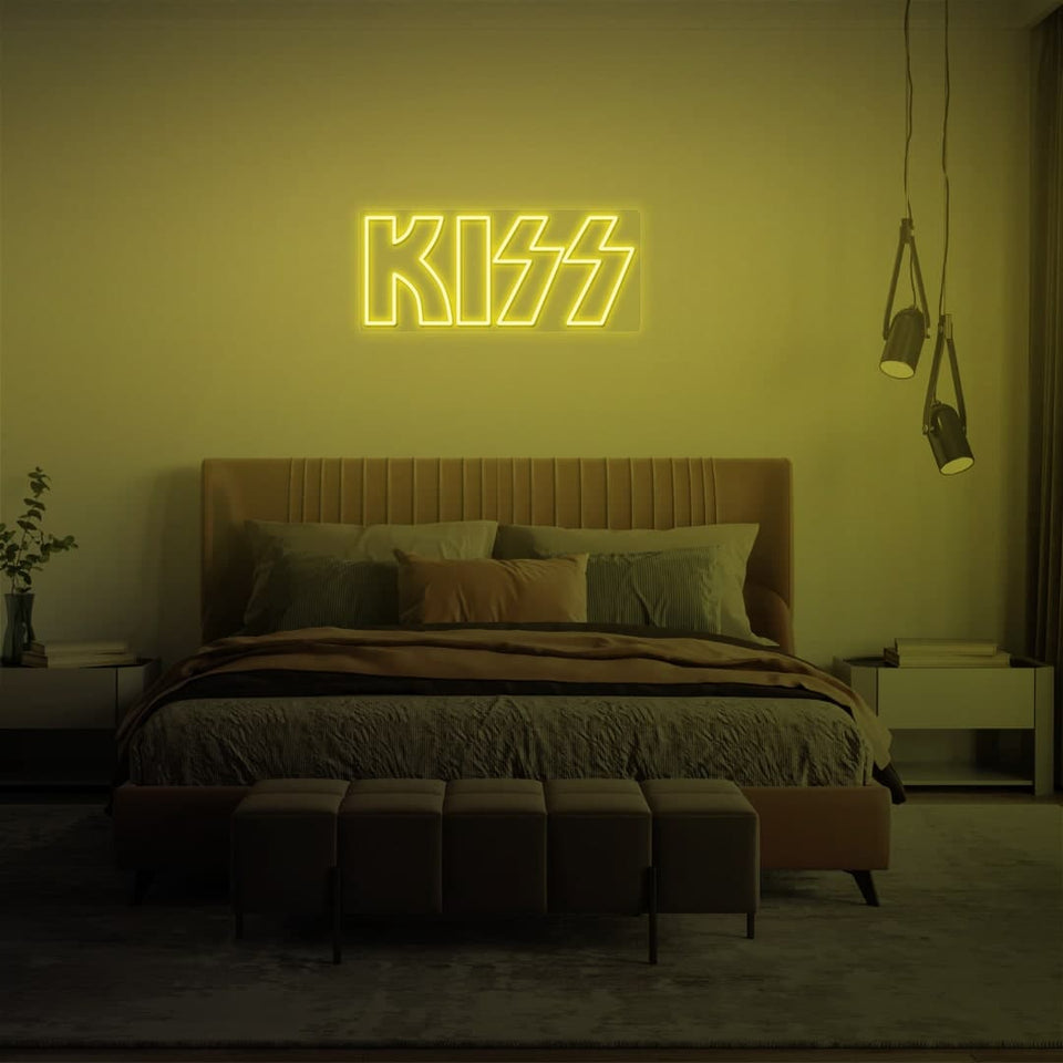 KISS BAND GOLDEN YELLOW COLOR NEON SIGN