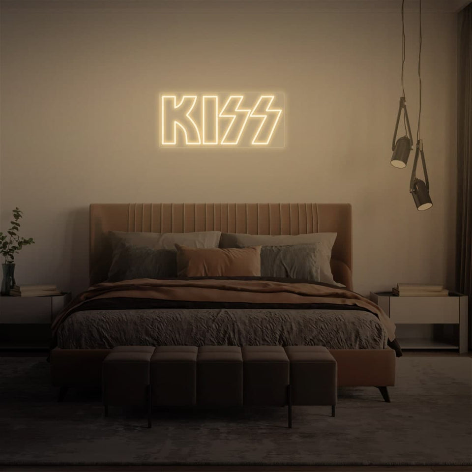KISS BAND WARM WHITE COLOR NEON SIGN