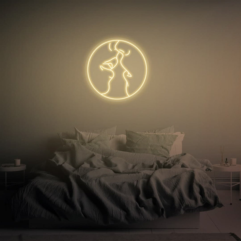 KISS WARM WHITE COLOR NEON SIGN
