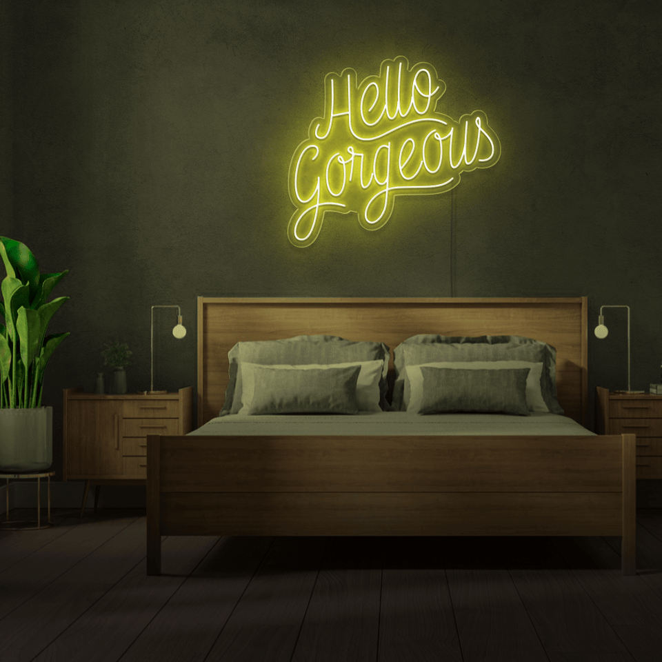 HELLO GORGEOUS YELLOW COLOR LED NEON SIGN