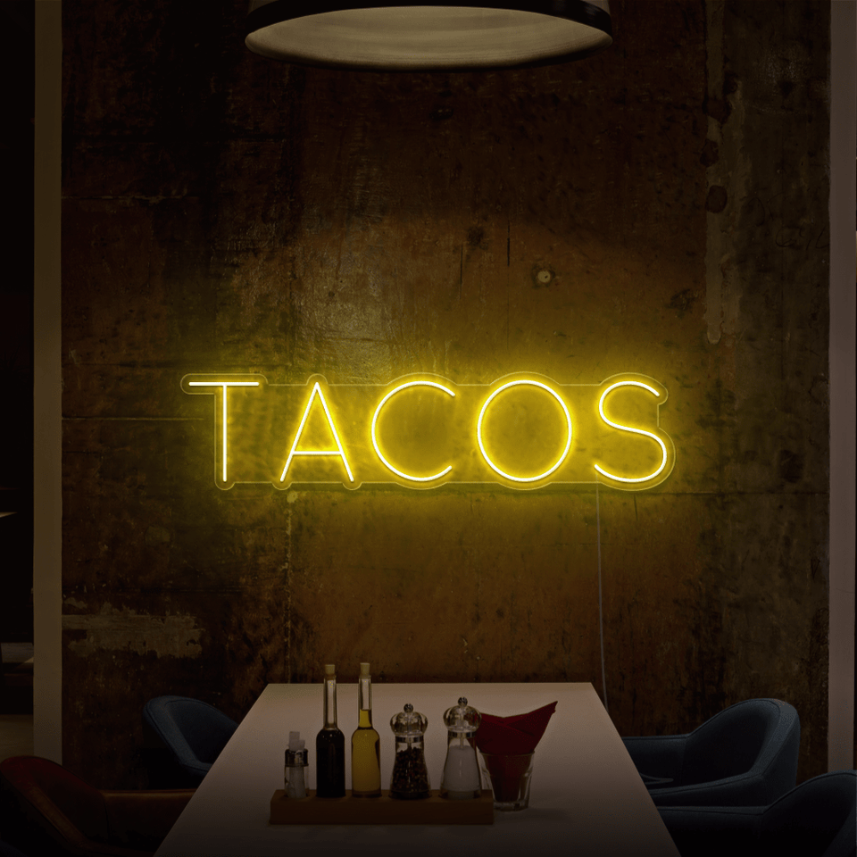 TACOS LED NEON SIGN IN LEMON YELLOW COLOR BY NEON MARVELS