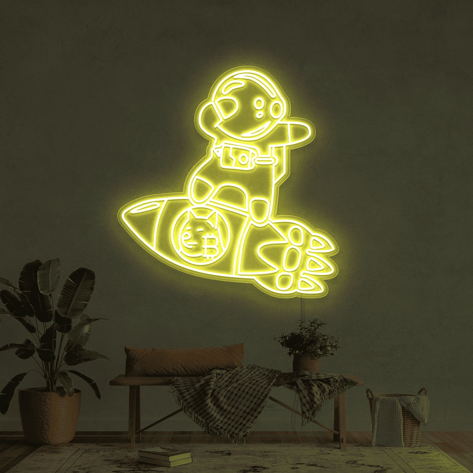 DOGECOIN BABY ASTRONAUT YELLOW COLOR LED NEON SIGN