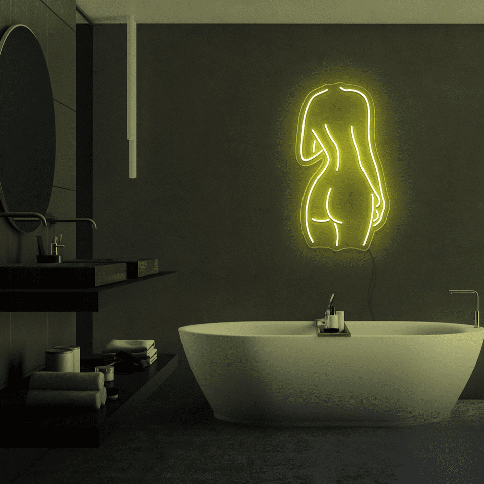 GIRL BACKSIDE YELLOW COLOR LED NEON SIGN