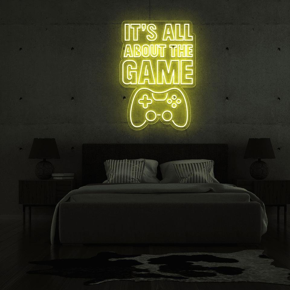 It's all about the game LED signage in lemon color designed by Neonmarvels.com
