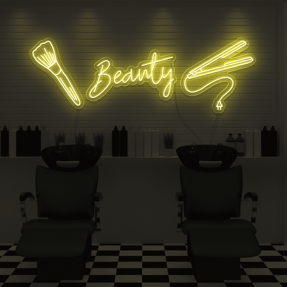 Beauty Salon LED neon sign in lemon yellow color - by Neonmarvels.com