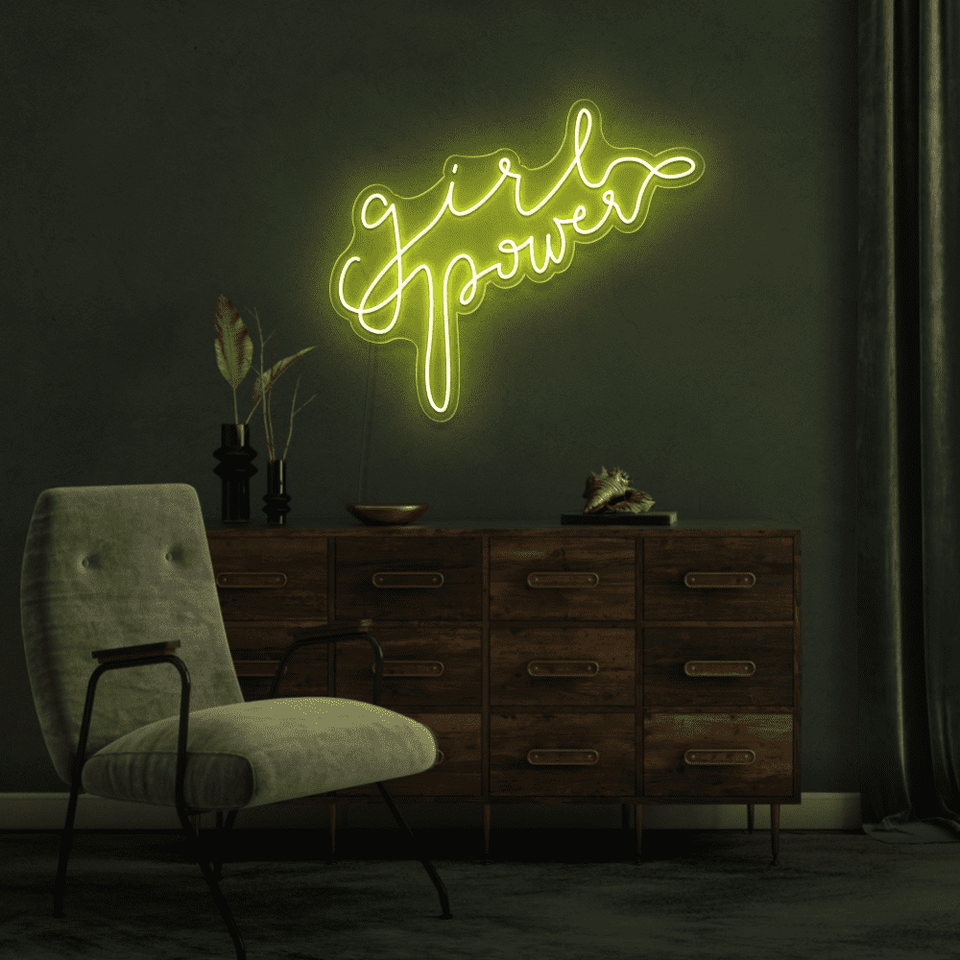 GIRL POWER YELLOW COLOR LED NEON SIGN