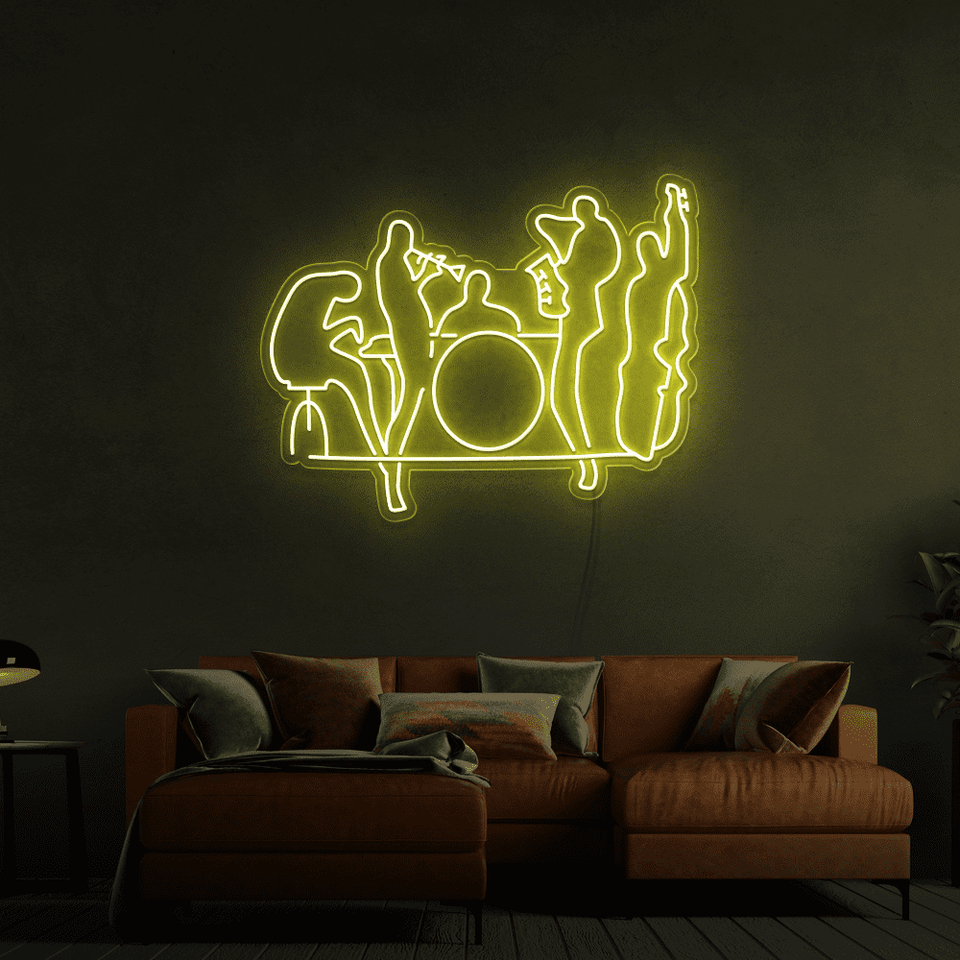 Music Band as an LED Neon sign in lemon yellow color - Made by Neon Marvels