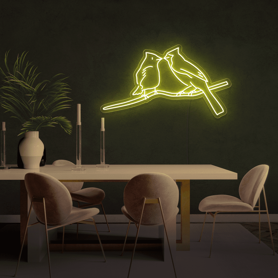 TWO BIRDS YELLOW COLOR LED NEON SIGN