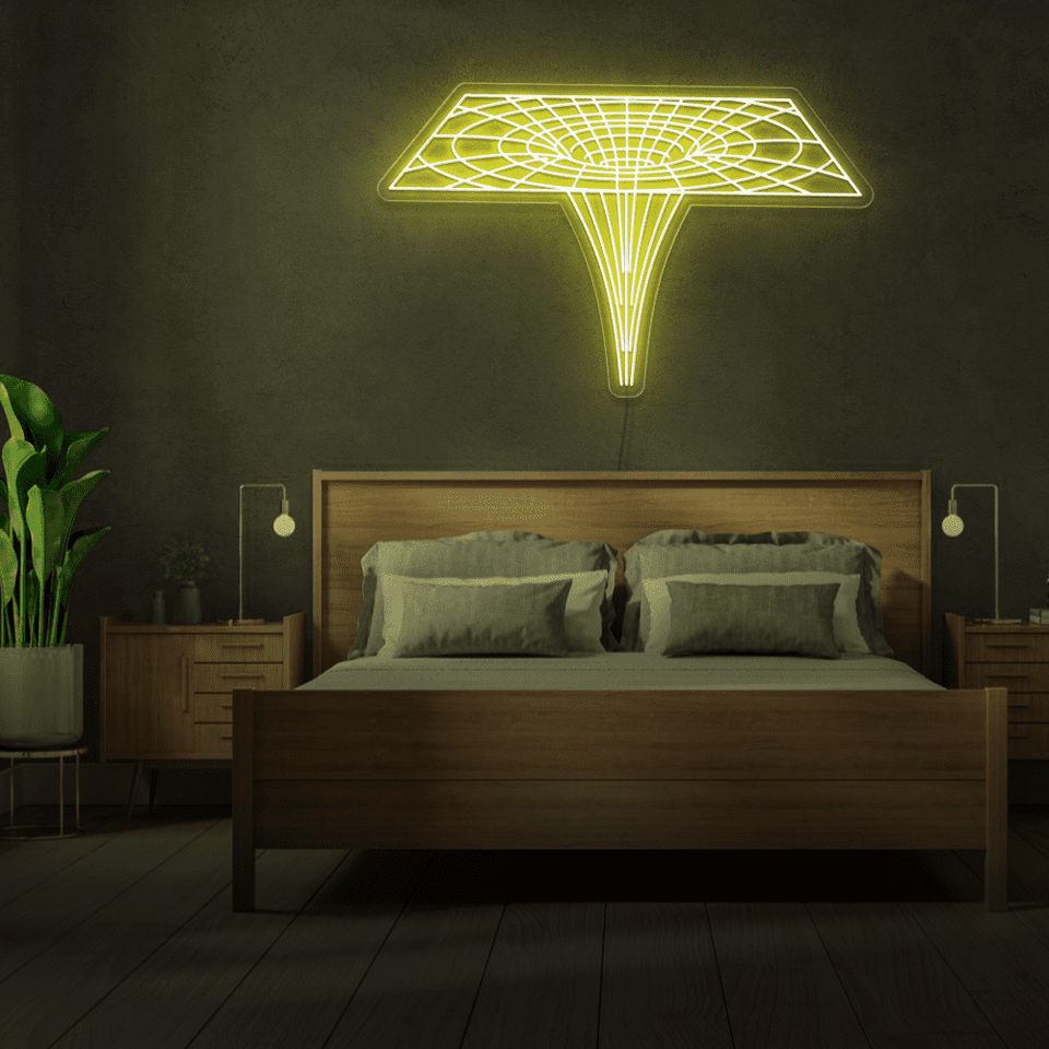 Black Hole as LED neon sign in lemon yellow color designed by Neon Marvels