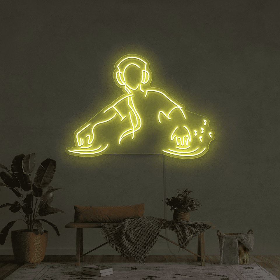 DJ player lemon yellow color LED neon sign - From Neonmarvels