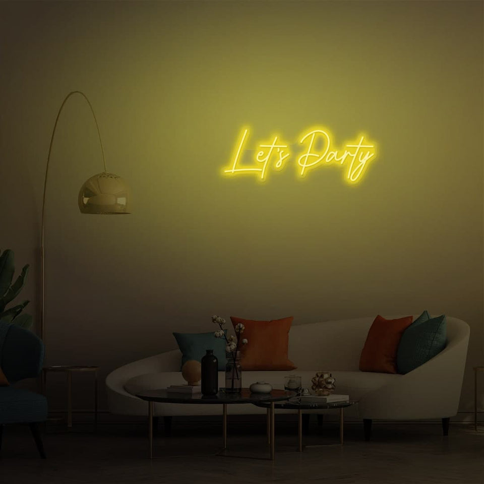 LETS PARTY GOLDEN YELLOW COLOR NEON SIGN