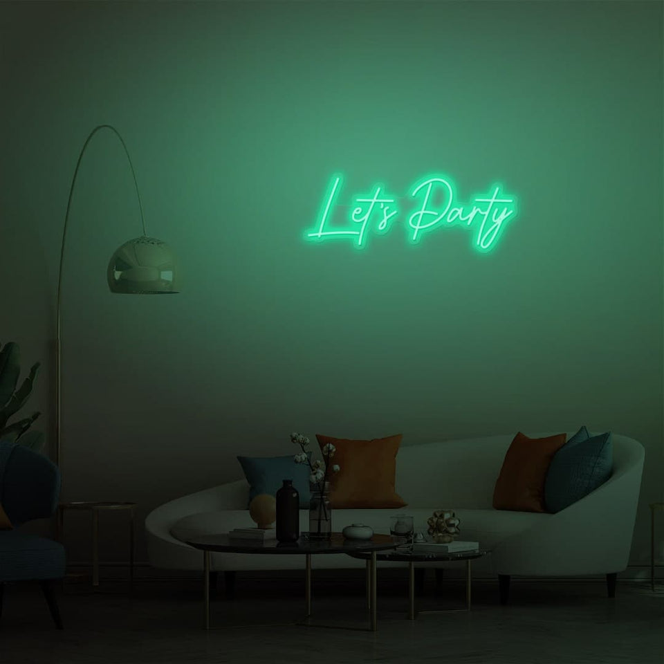 LETS PARTY MINT GREEN COLOR NEON SIGN