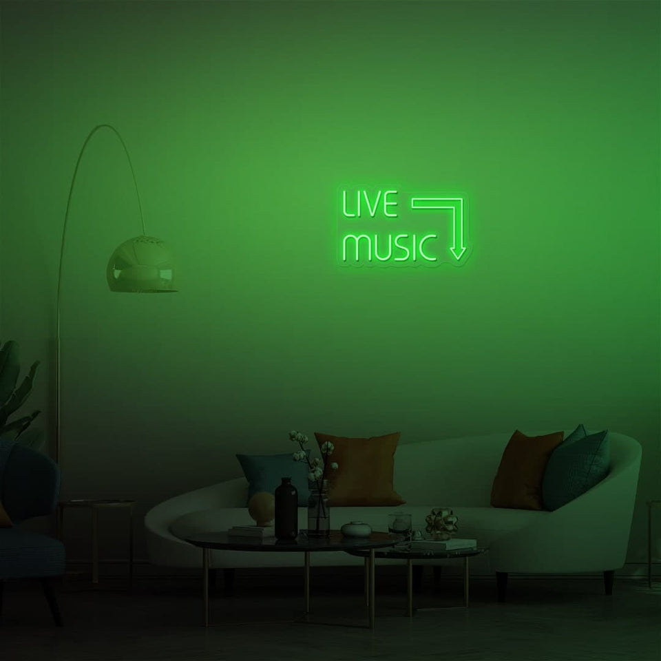 LIVE MUSIC GREEN COLOR NEON SIGN