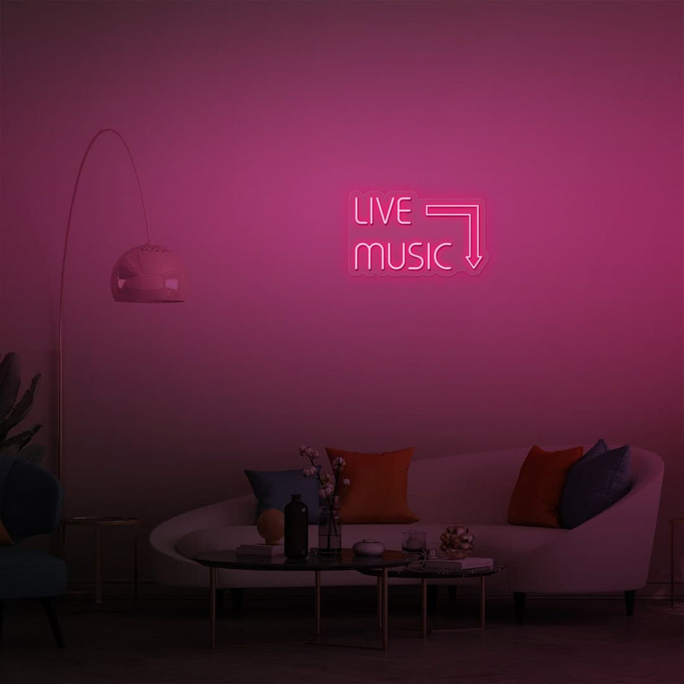 LIVE MUSIC PINK COLOR NEON SIGN