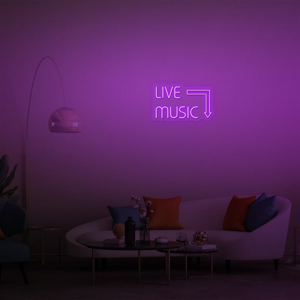 LIVE MUSIC PURPLE COLOR NEON SIGN