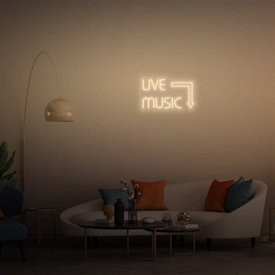 LIVE MUSIC WARM WHITE COLOR NEON SIGN