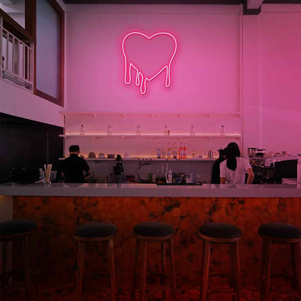 Melting heart neon sign