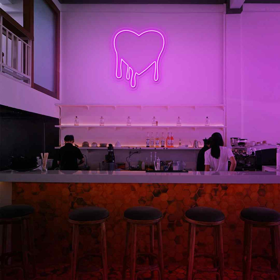 Melting heart neon sign