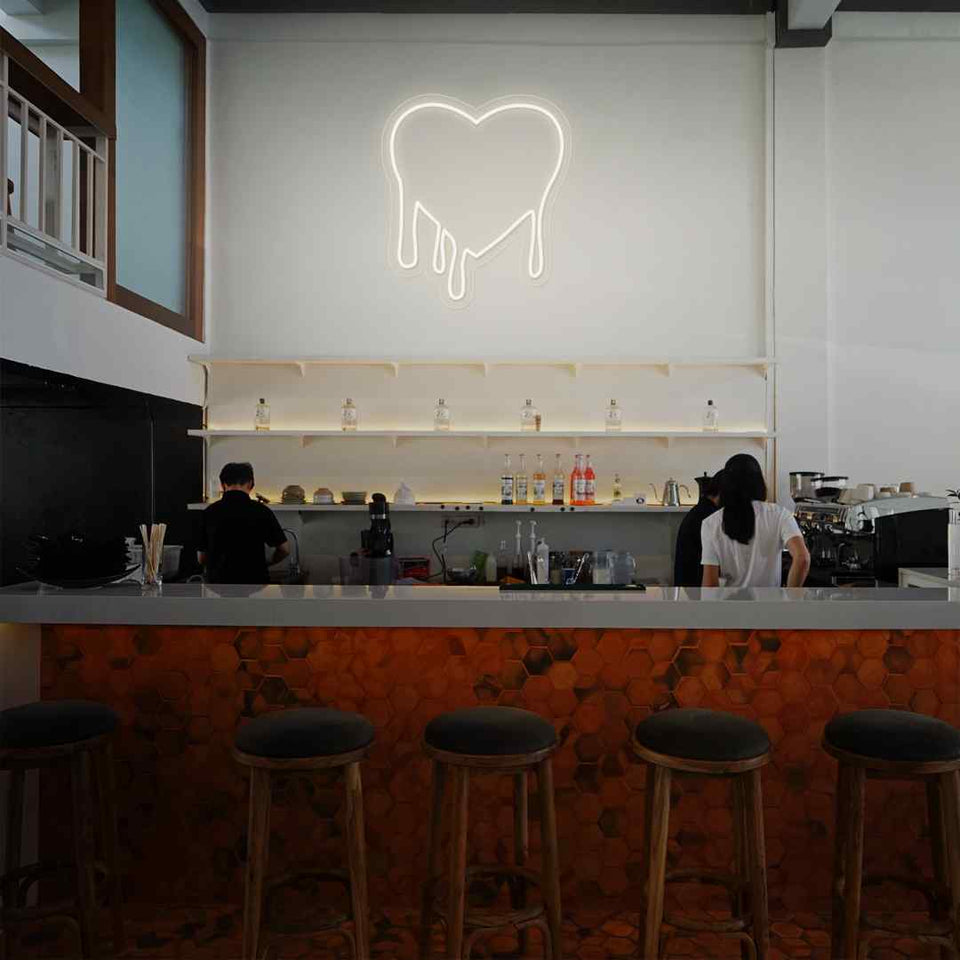 Melting heart neon sign