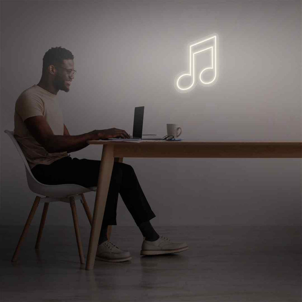 Music note neon sign