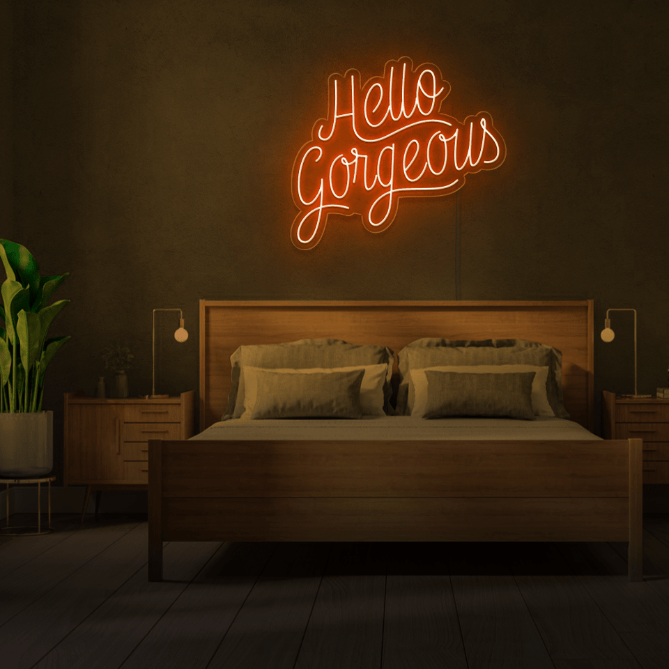 HELLO GORGEOUS ORANGE COLOR LED NEON SIGN