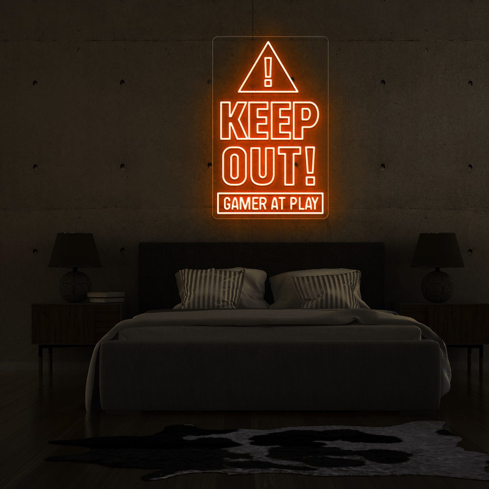 GAMER AT PLAY orange color LED sign designed by neonmarvels.com