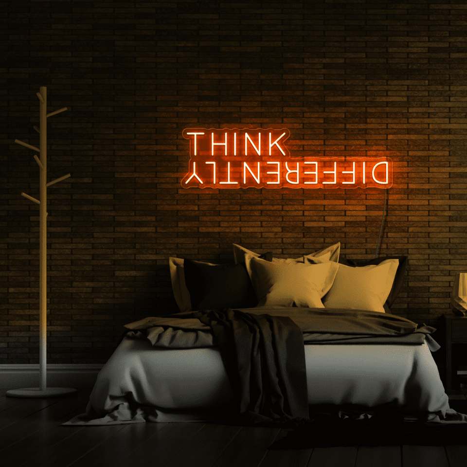 THINK DIFFERENTLY ORANGE COLOR LED NEON SIGN