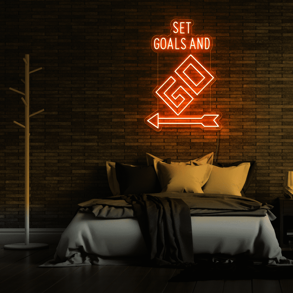SET GOALS AND GO ORANGE COLOR LED NEON SIGN