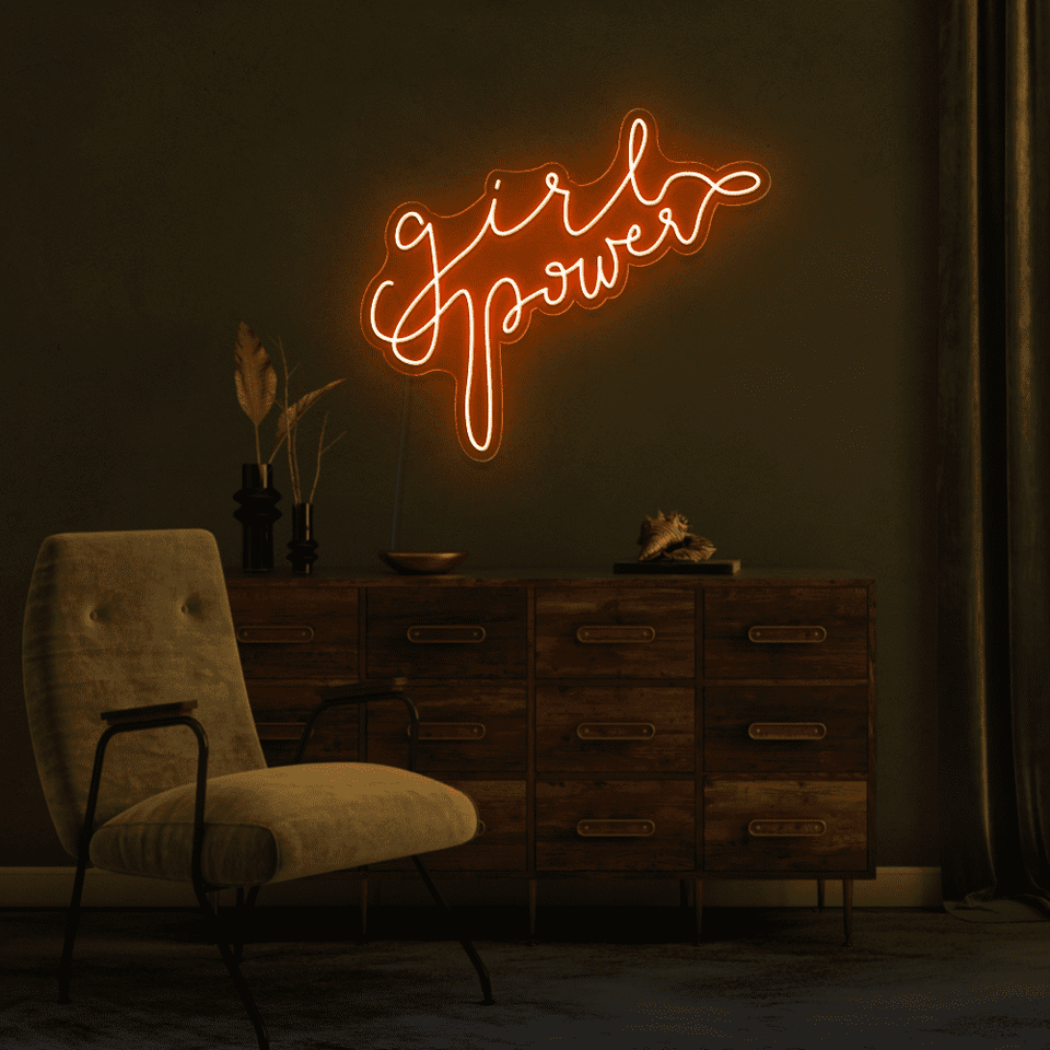 GIRL POWER ORANGE COLOR LED NEON SIGN