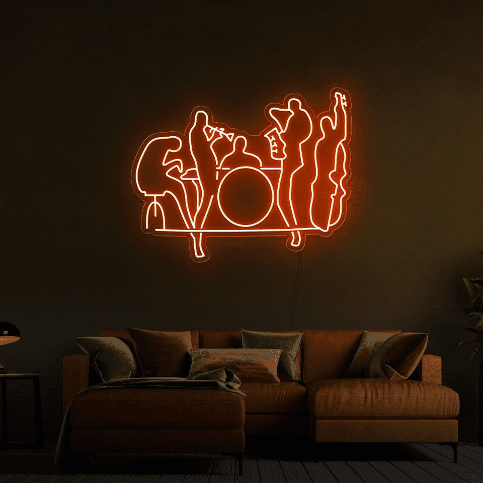 Music Band as an LED Neon sign in orange color - Made by Neon Marvels