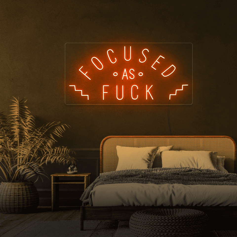 FOCUSED AS FUCK ORANGE COLOR LED NEON SIGN