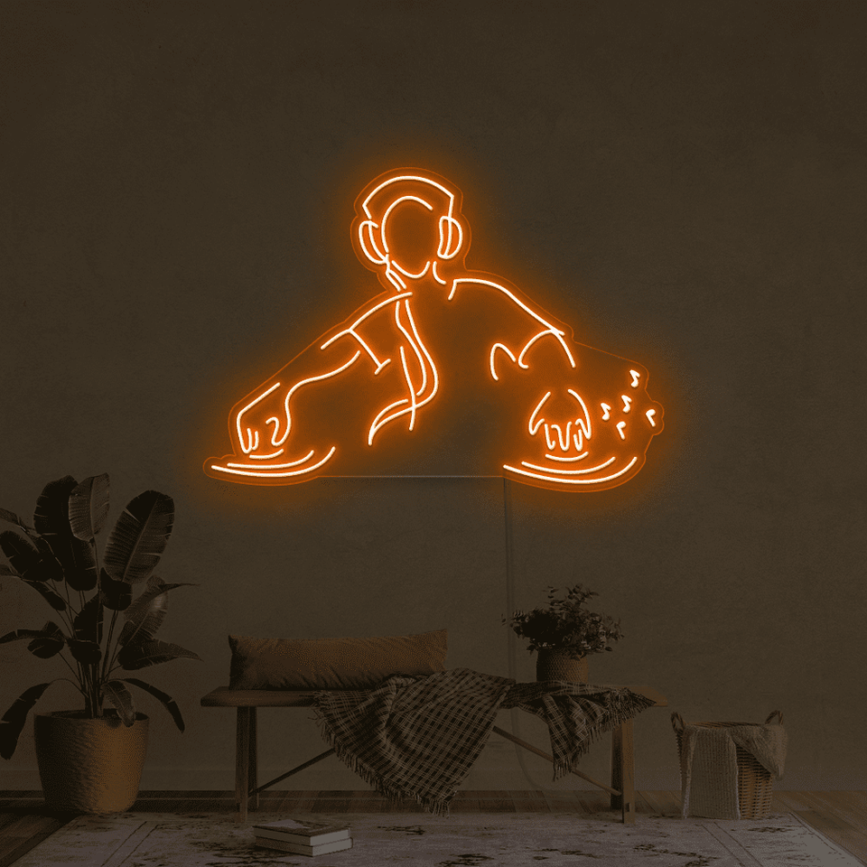 DJ player orange color LED neon sign - From Neonmarvels