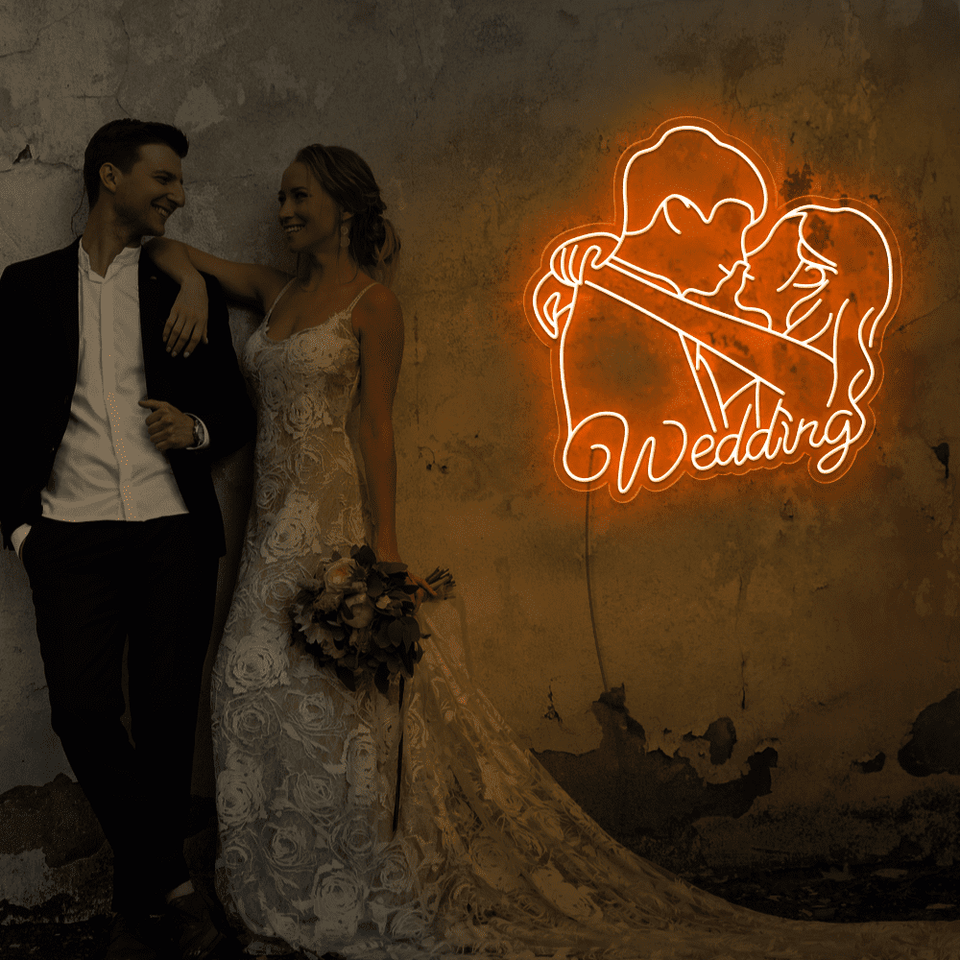 Married Couple LED Neon sign in orange color by Neonmarvels.com