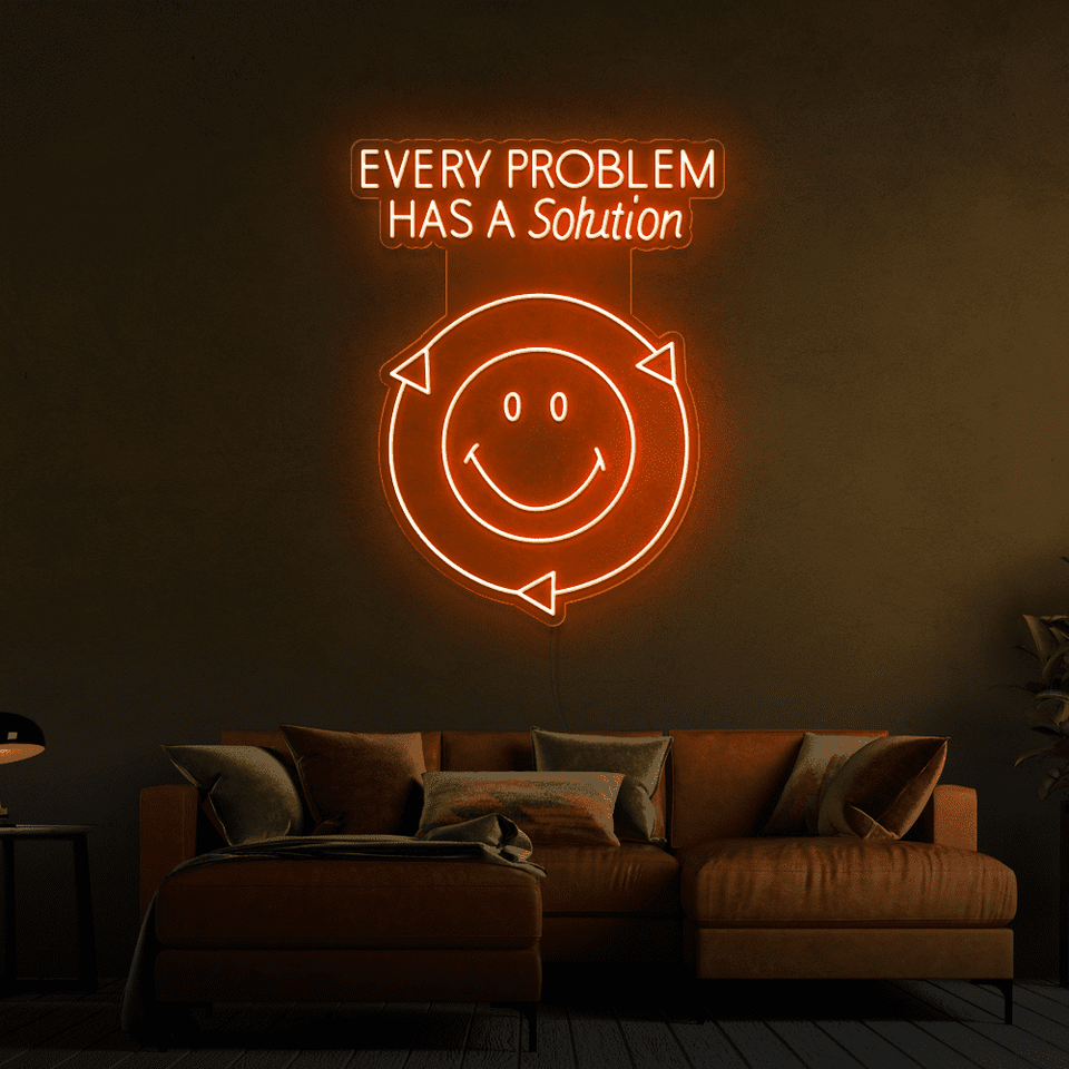 EVERY PROBLEM HAS A SOLUTION ORANGE COLOR LED NEON SIGN