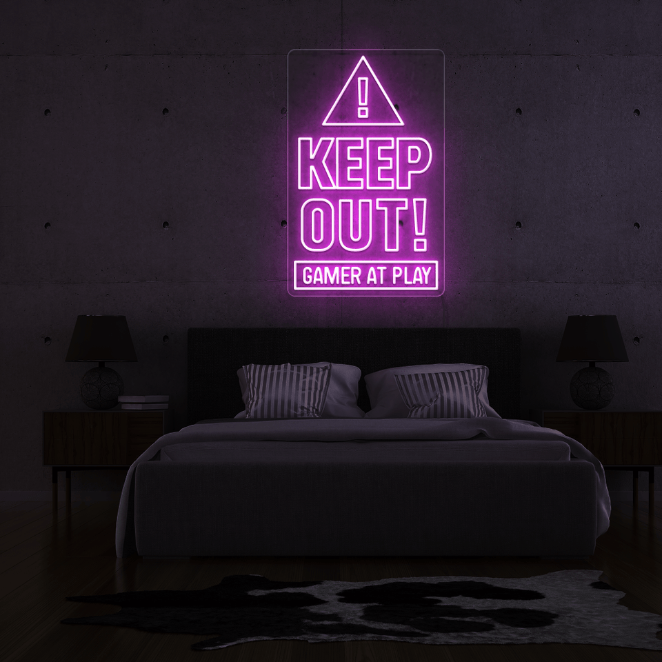 GAMER AT PLAY pink color LED sign designed by neonmarvels.com