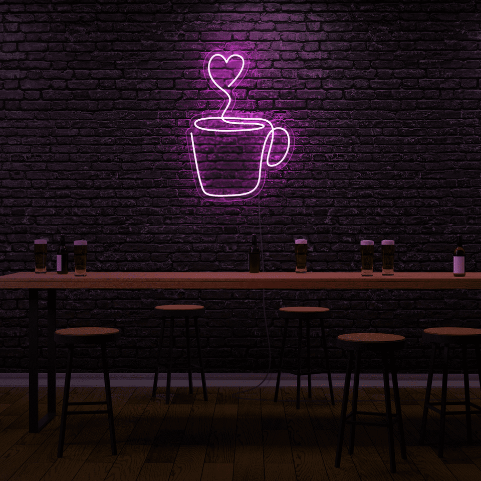 Heart Shaped Cup LED Neon Sign in Pink Color - By Neonmarvels